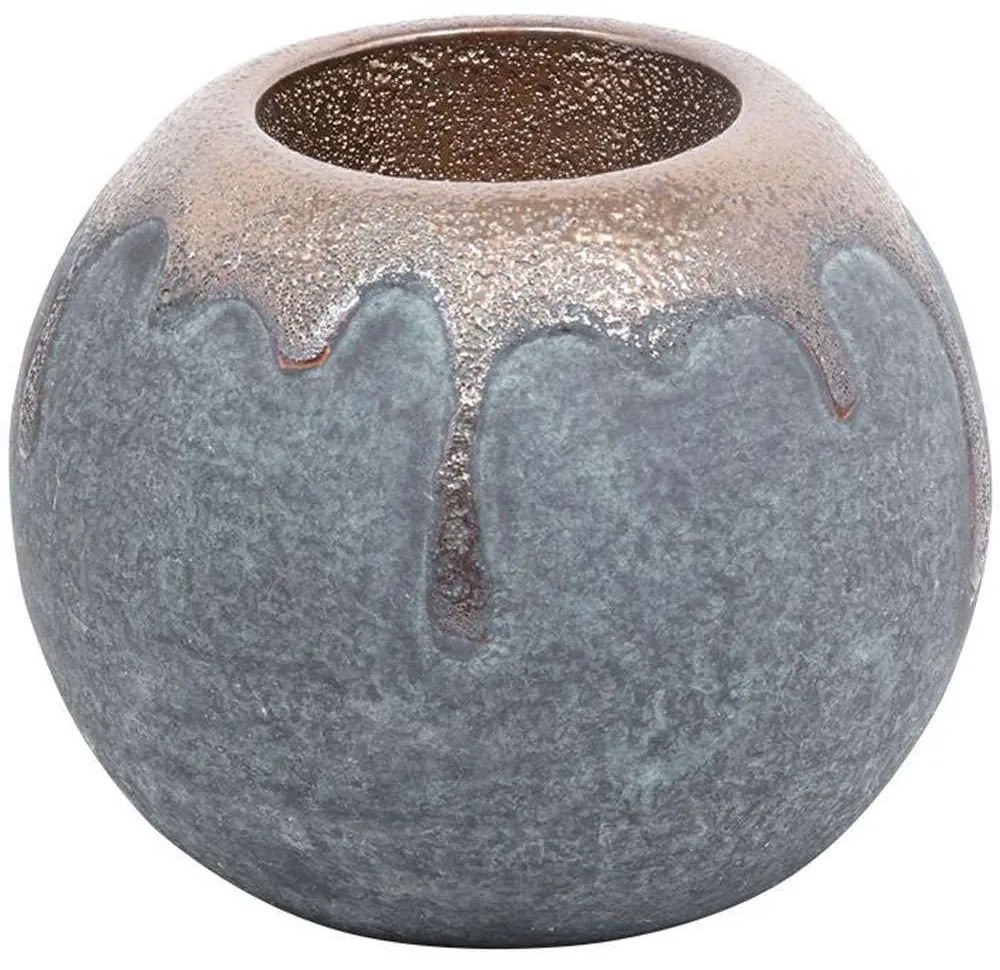 Κηροπήγιο Για Ρεσώ 0046-124-011 10x8cm Blue-Bronze Ceramic