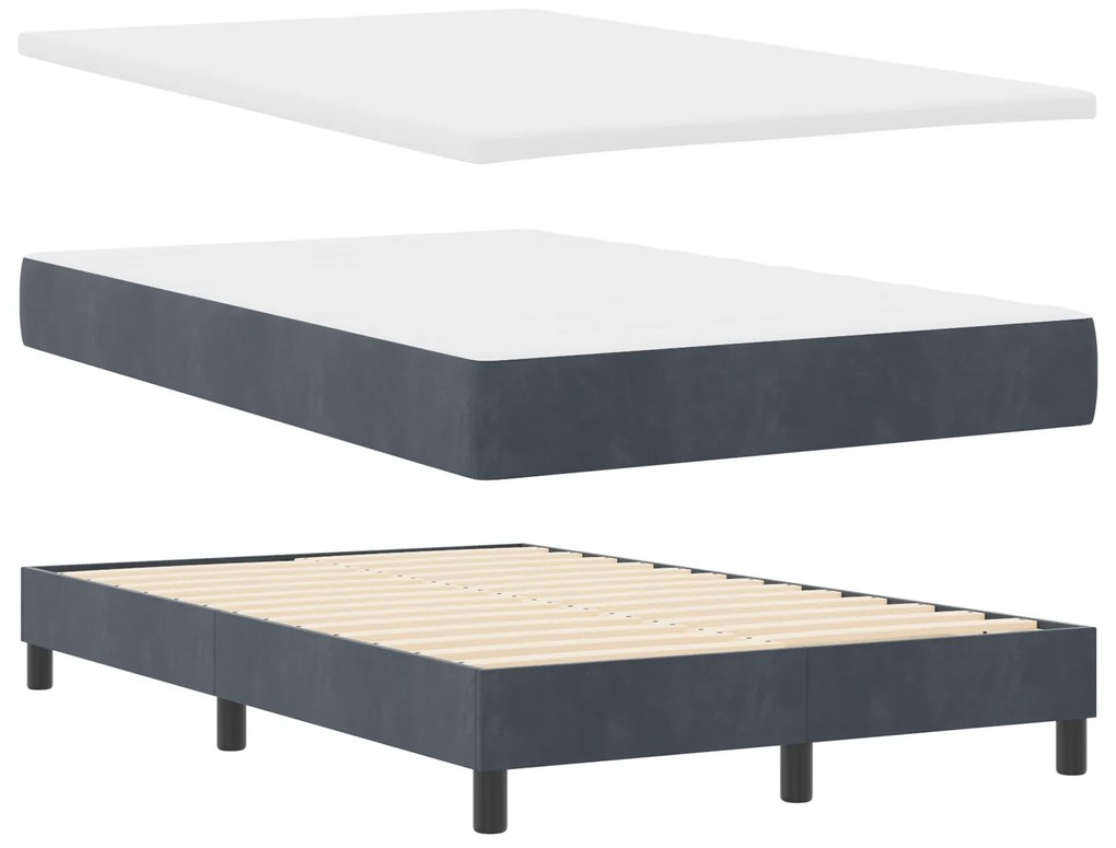 vidaXL Κρεβάτι Box Spring με Στρώμα Σκούρο Γκρι 120x200 εκ Βελούδο