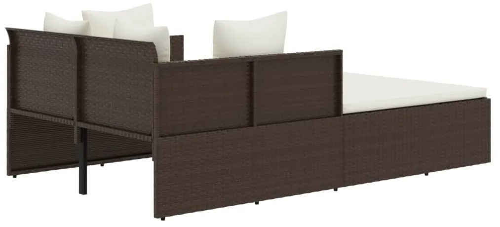 vidaXL Ξαπλώστρα με Μαξιλάρια Καφέ 182 x 118 x 63 εκ. Συνθετικό Ρατάν