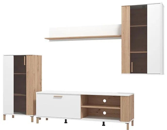 Κέντρο Ψυχαγωγίας - Σύνθεση Bastia Artisan Oak - Λευκό 281x40x170 εκ.