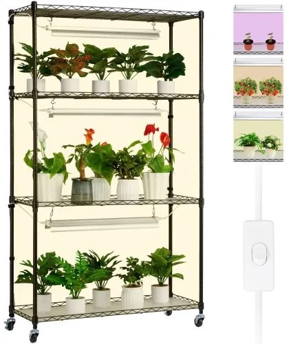 VEVOR Plant Stand with Grow Lights 4 Tiers 90W 59&quot; Tall Plant Grow Shelf