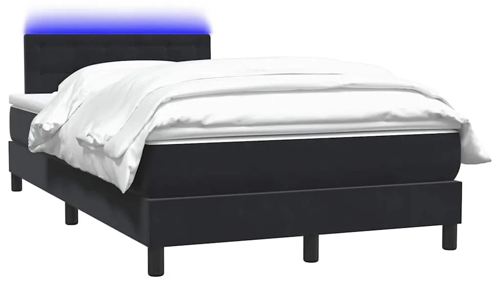 vidaXL Κρεβάτι Boxspring με Στρώμα Μαύρο 1120x210 εκ. Βελούδινο