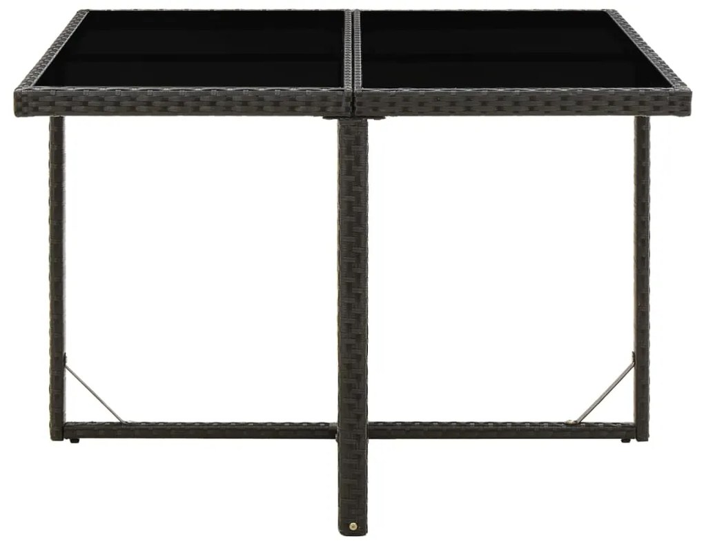 vidaXL Τραπέζι Κήπου Μαύρο 109 x 107 x 74 εκ. Συνθετικό Ρατάν & Γυαλί