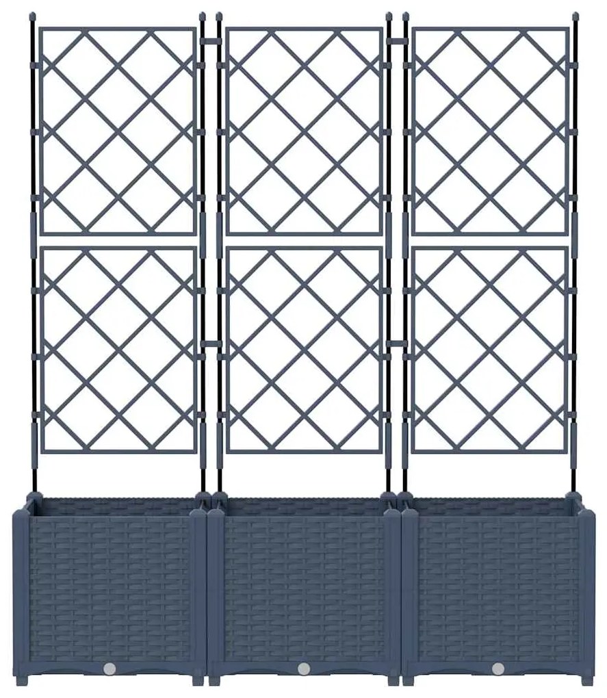 vidaXL Κηποτινάκι με Τρέλα 3 pcs Γκρι 120 x 40 x 143 εκ. PP