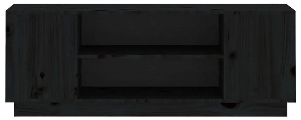 Έπιπλο Τηλεόρασης Μαύρο 110x35x40,5 εκ. από Μασίφ Ξύλο Πεύκου - Μαύρο