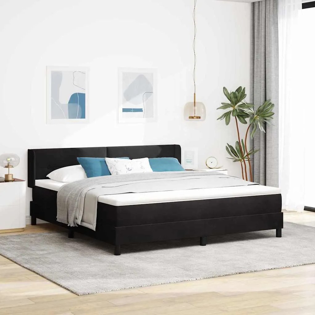 vidaXL Κρεβάτι Box Spring με Στρώμα Μαύρο 180x200 εκ. Βελούδινο