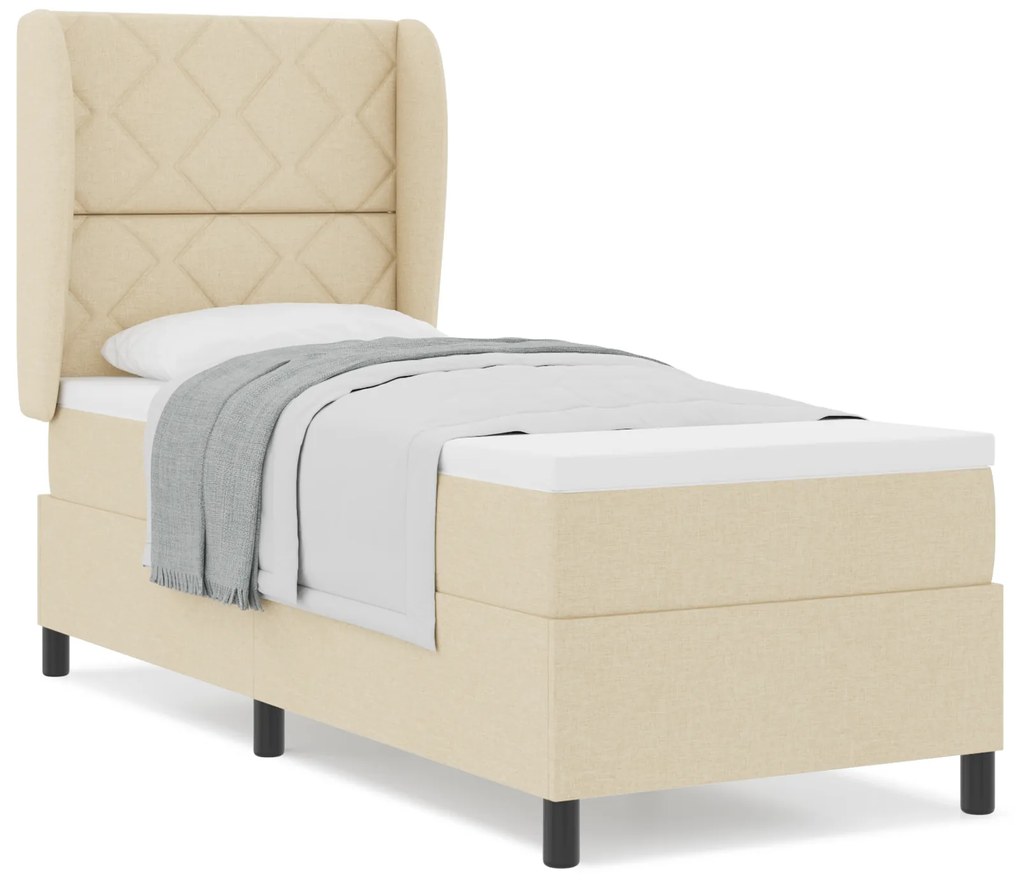 vidaXL Κρεβάτι με ελατήρια με στρώμα Κρεμ 80 x 200 cm ύφασμα