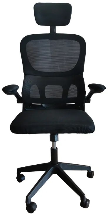 Καρέκλα γραφείου Recko pakoworld ύφασμα mesh σε μαύρη απόχρωση 56x62x116-125εκ