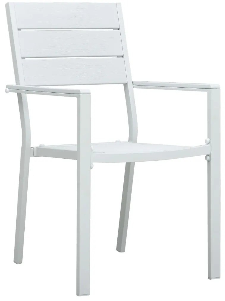 vidaXL Καρέκλες Κήπου 4 τεμ. Λευκές με Όψη Ξύλου από HDPE