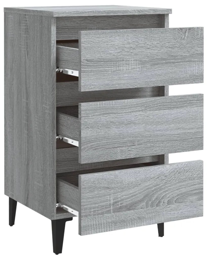 vidaXL Κομοδίνο Γκρι Sonoma 40 x 35 x 69 εκ. με Μεταλλικά Πόδια