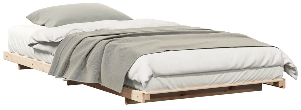 vidaXL Κρεβάτι δαπέδου Καφέ 100 x 200 cm Μασίφ ξύλο πεύκου