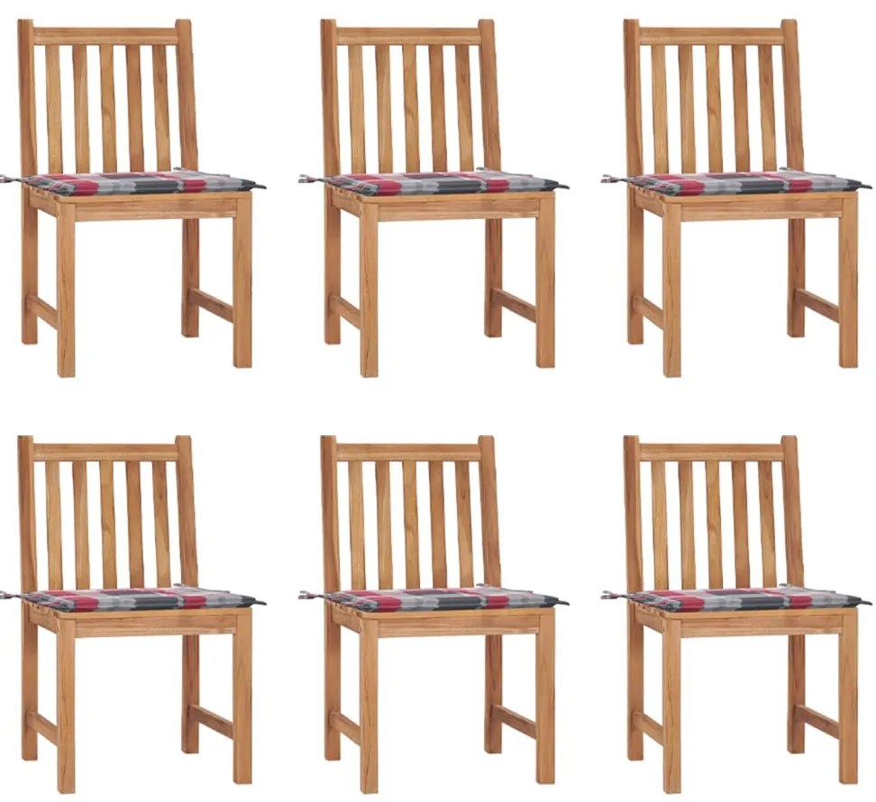 vidaXL Καρέκλες Κήπου 6 τεμ. από Μασίφ Ξύλο Teak με Μαξιλάρια