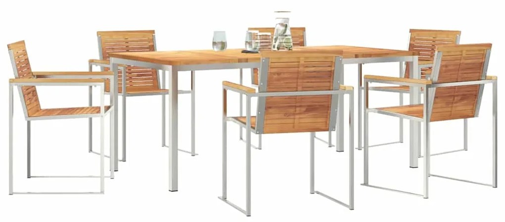 vidaXL Σέτ φαγητού για κήπο 7 pcs Συμπαγές Ξύλο Τικ