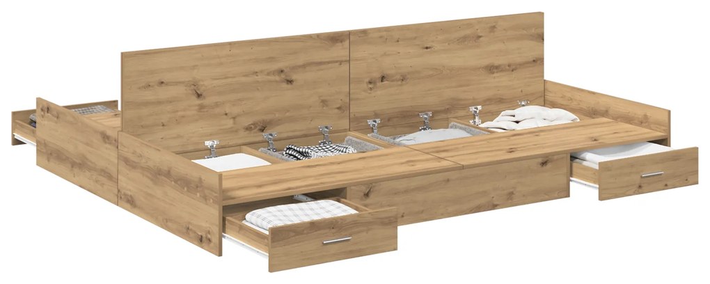 vidaXL Κρεβάτι με αποθηκευτικό χώρο artisan δρυς 140 x 200 cm Μελαμίνη