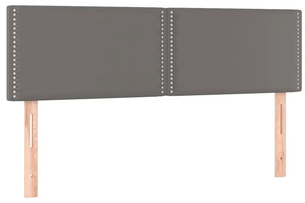 Κεφαλάρι Κρεβατιού LED Γκρι 144x5x78/88 εκ. από Συνθετικό Δέρμα - Γκρι
