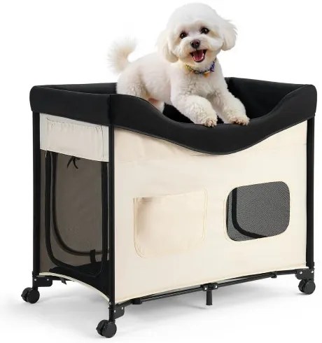 VEVOR Elevated Lounge Pet Bed Foldable Bunk Dog Bed with Wheels &amp; Side Bags XL
