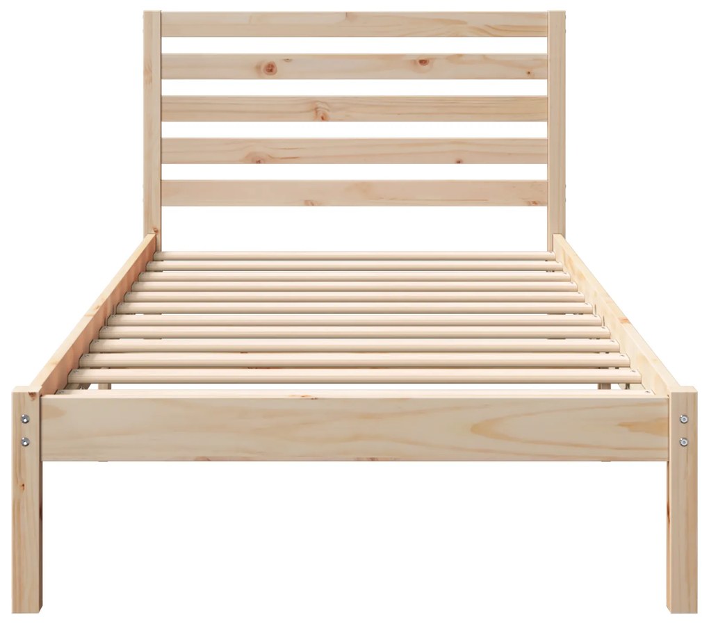 vidaXL Σκελετός Κρεβατιού Καφέ 90 x 190 cm Μασίφ ξύλο πεύκου