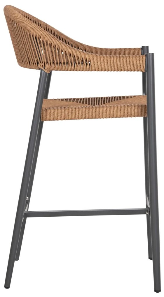 Σκαμπό Μπαρ GREGG C5788.12 Ανθρακί Αλουμινίου με Μπέζ της Άμμου Συνθετικό Rattan 54x57x106Υεκ 54x57x106 εκ.