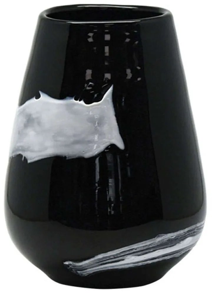 Βάζο Φυσητό Γραμμή 15-00-23922 Φ18,5x26,5cm Black-White Marhome Glass