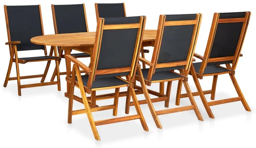 vidaXL Σετ Τραπεζαρίας Εξωτερικού Χώρου 7 τεμ. από Μασίφ Ξύλο Ακακίας