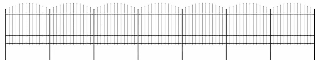 vidaXL Κάγκελα Περίφραξης με Λόγχες Μαύρα (1,5-1,75)x11,9 μ. Ατσάλινα