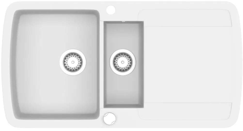 vidaXL Νεροχύτης με Διπλή Γούρνα Λευκός Γρανιτένιος