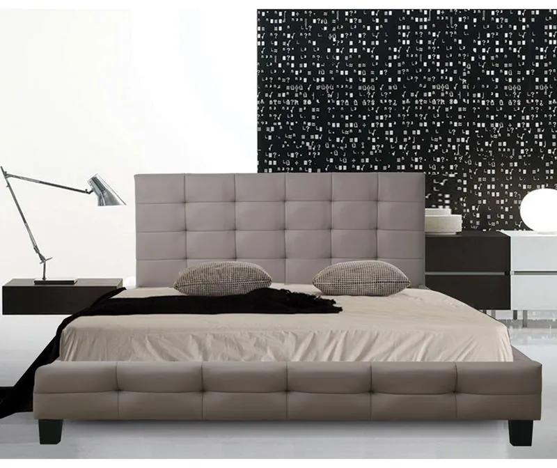 FIDEL Κρεβάτι Διπλό για Στρώμα 160x200cm, PU Απόχρωση Cappuccino