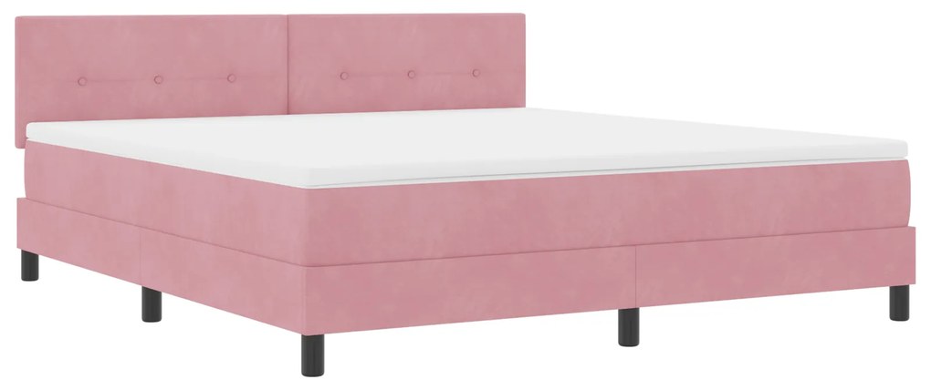 vidaXL κρεβάτι Box Spring με στρώμα Ροζ Super King Βελούδο