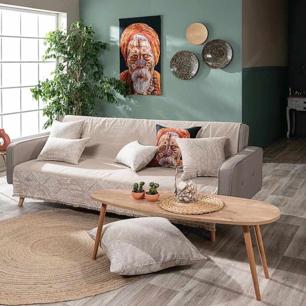 Ριχτάρι Izola 02 Beige Teoran Πολυθρόνα 180x150cm Cotton-Polyester