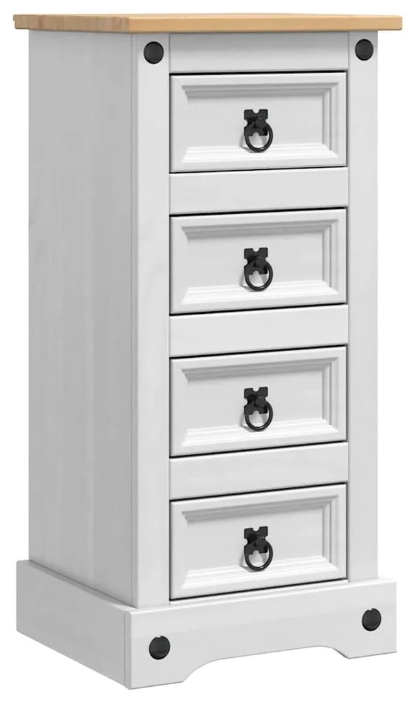 vidaXL Κομοδίνο Λευκό 35 x 32,5 x 74 εκ. Στερεά ξυλεία πεύκου