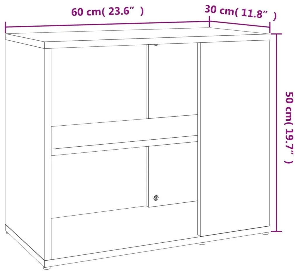 Βοηθητικό Ντουλάπι Γκρι Σκυροδέματος 60x30x50 εκ. Επεξ. Ξύλο - Γκρι