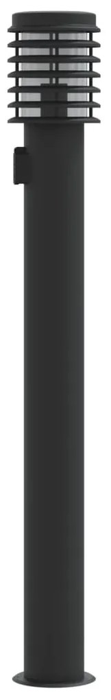 vidaXL Φωτιστικά Δαπέδου Εξ Χώρου με Πρίζα 3 τεμ Μαύρο 110εκ Αν.Ατσάλι