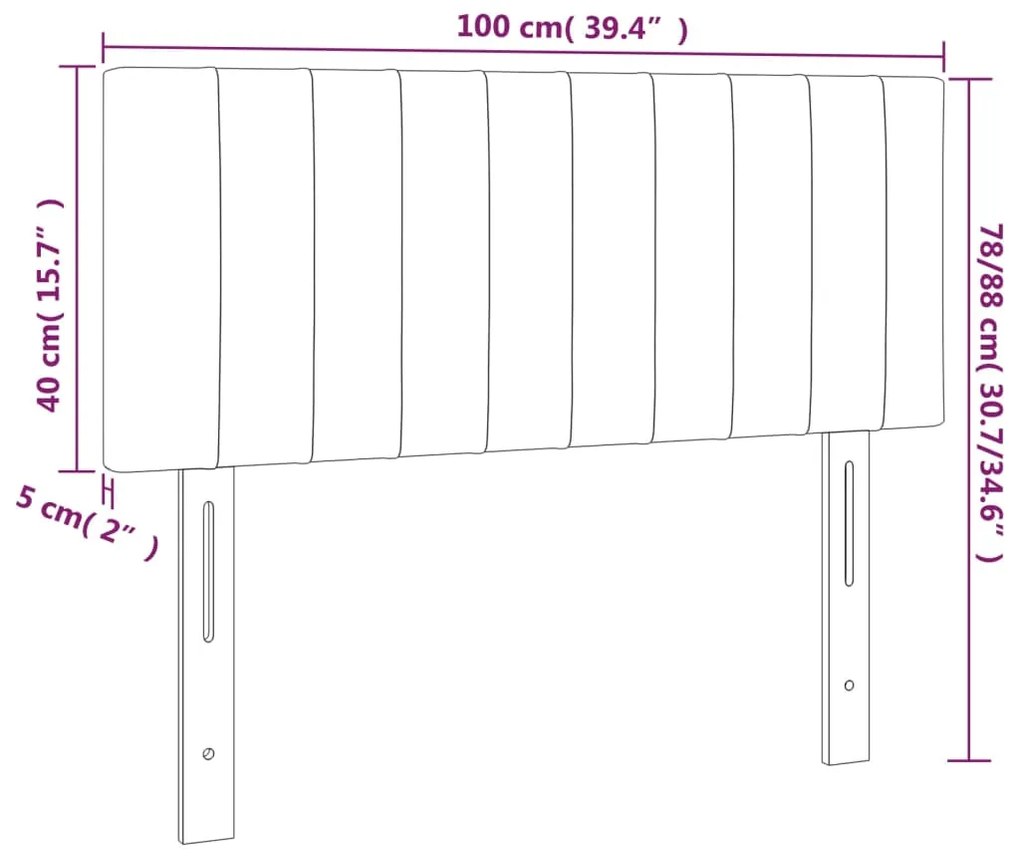 Κεφαλάρι Κρεβατιού LED Μαύρο 100x5x78/88 εκ. Βελούδινο 3121894