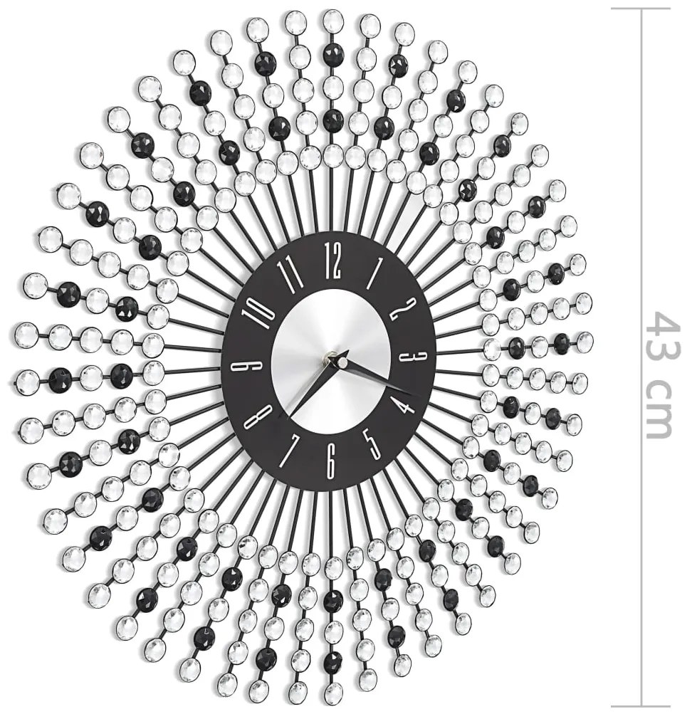 vidaXL Ρολόι Τοίχου Μαύρο 43 εκ. Μεταλλικό