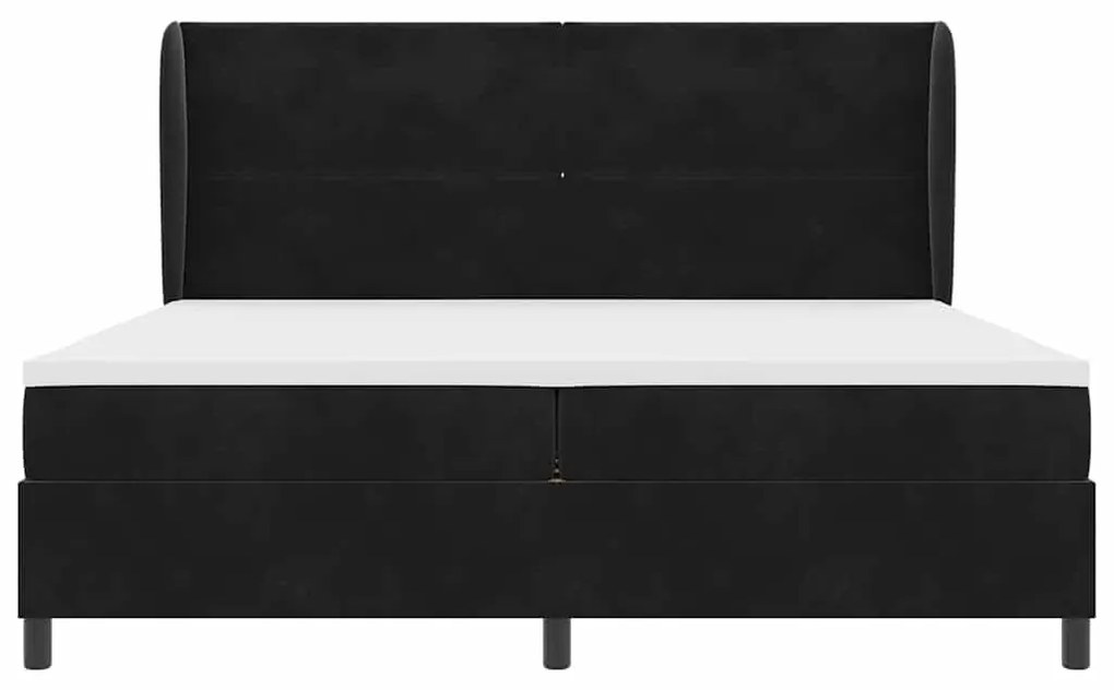 vidaXL Κρεβάτι με ελατήρια με στρώμα Μαύρο 200 x 200 cm Βελούδο