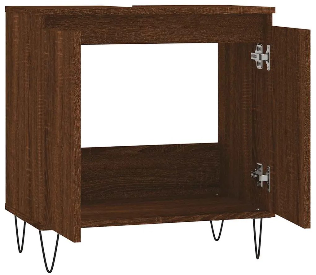 vidaXL Ντουλάπι Μπάνιου Καφέ Δρυς 58 x 33 x 60 εκ. από Επεξεργ. Ξύλο