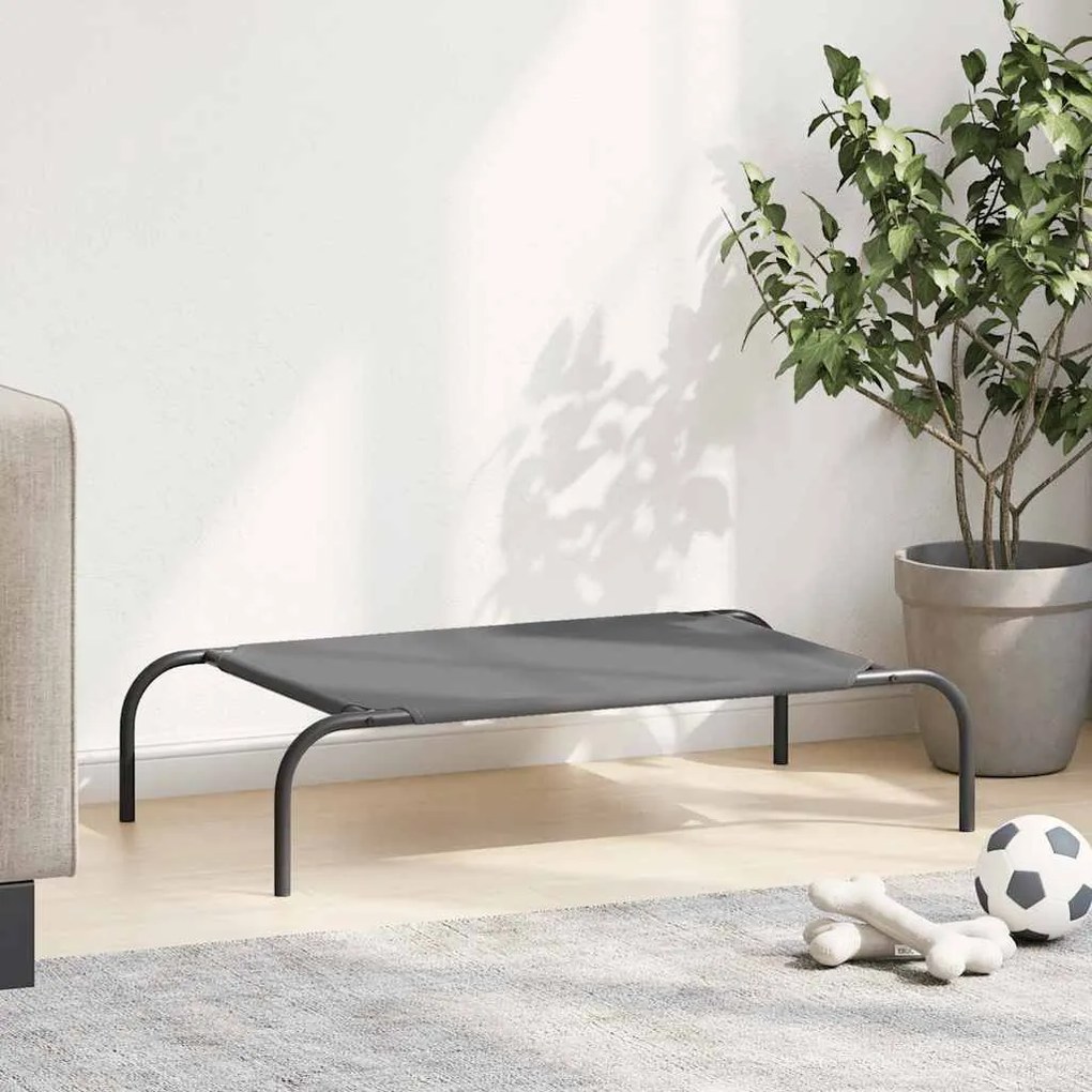 vidaXL Ανυψωμένο κρεβάτι σκύλου γκρι 90x50x20 cm ύφασμα Οξφόρδης
