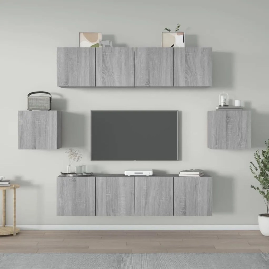 vidaXL Σετ Επίπλων Τηλεόρασης 6 Τεμ. Γκρι Sonoma Επεξεργασμένο Ξύλο