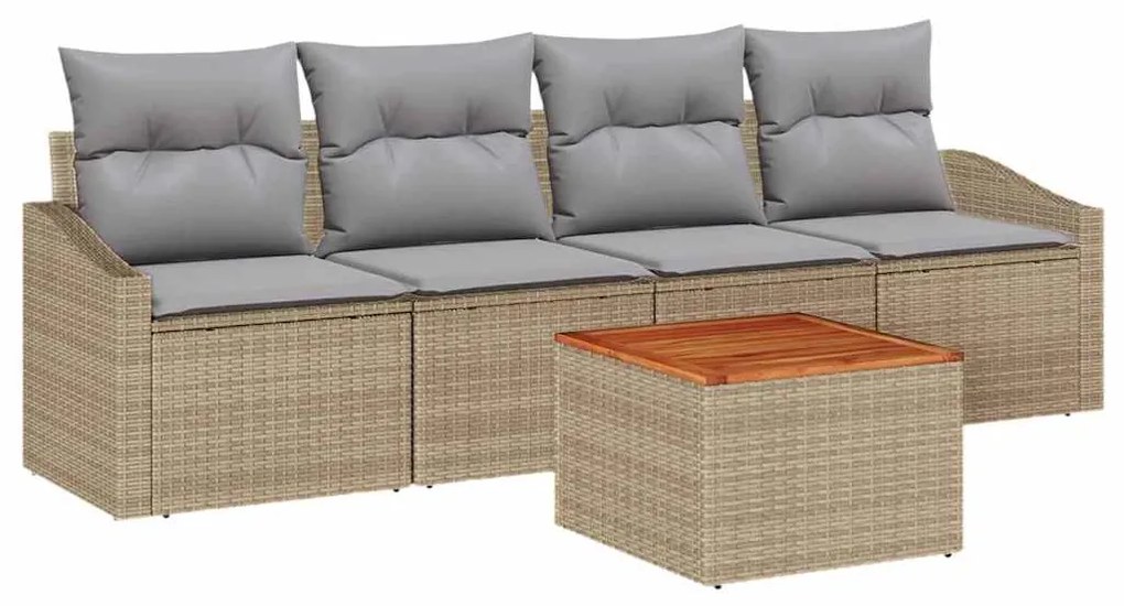 vidaXL Σετ Καναπέ Κήπου 5 pcs Μπεζ, ανοιχτό γκρι