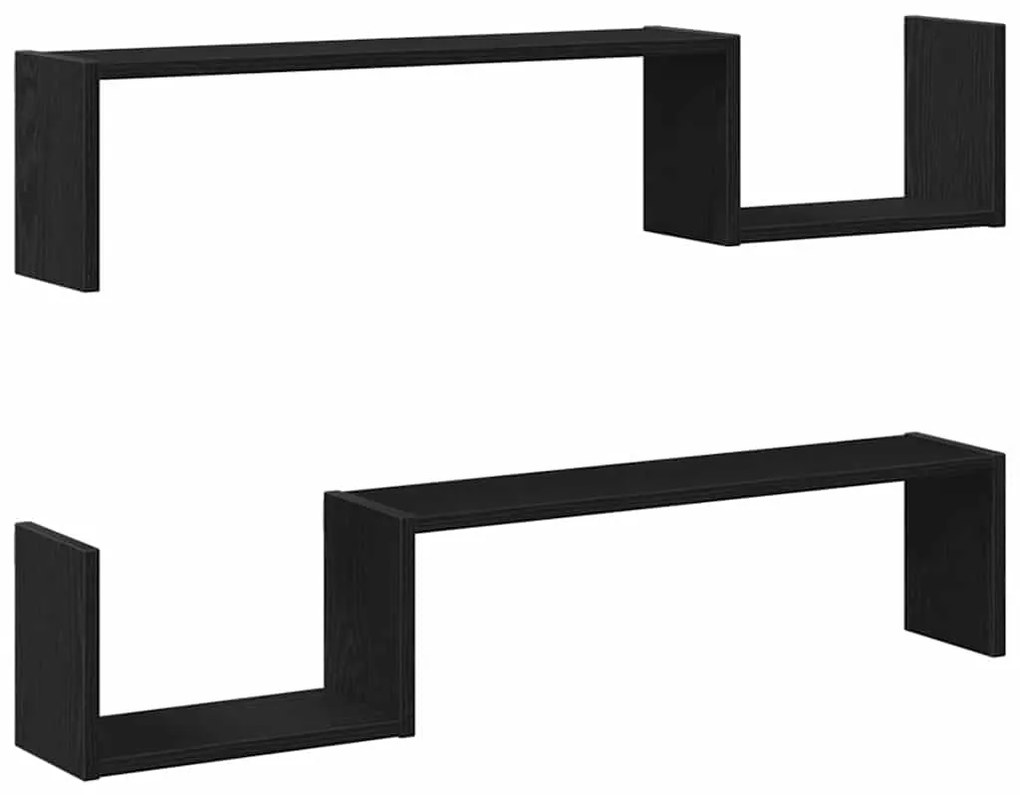 vidaXL Ράφι Τοίχου με ράφι 2 pcs Μαύρη δρυς 100 x 15 x 20 εκ.