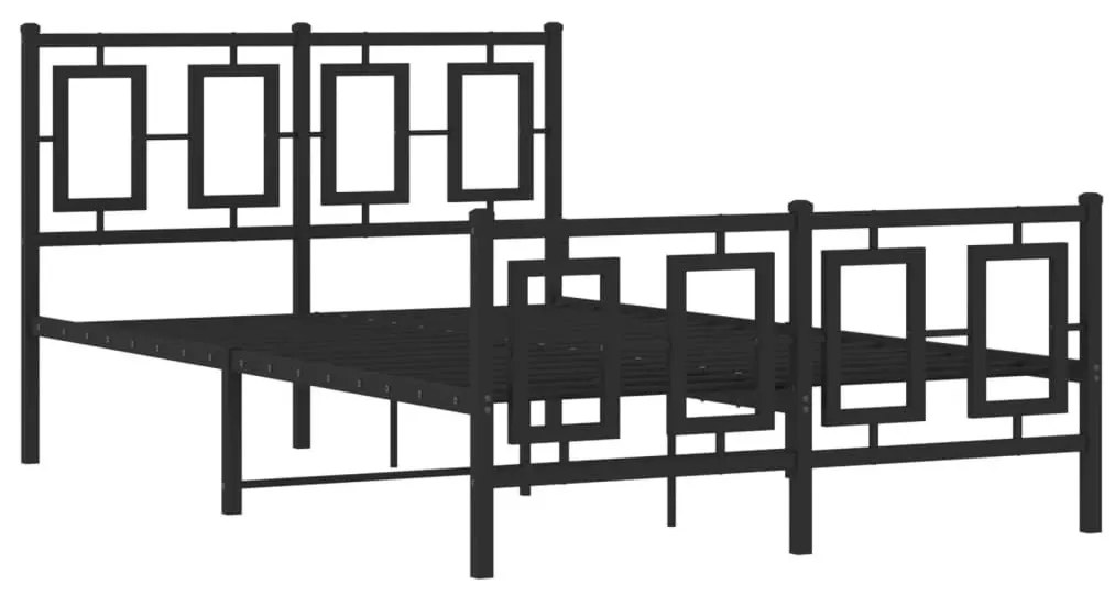 Πλαίσιο Κρεβατιού με Κεφαλάρι&amp;Ποδαρικό Μαύρο 120x190εκ. Μέταλλο - Μαύρο