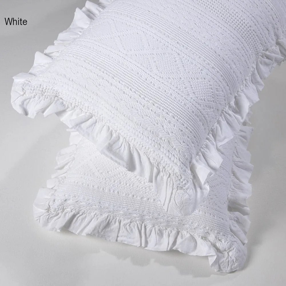 Μαξιλαροθήκη Διακοσμητική Με Βολάν 454 White Down Town 40Χ60 100% Cotton