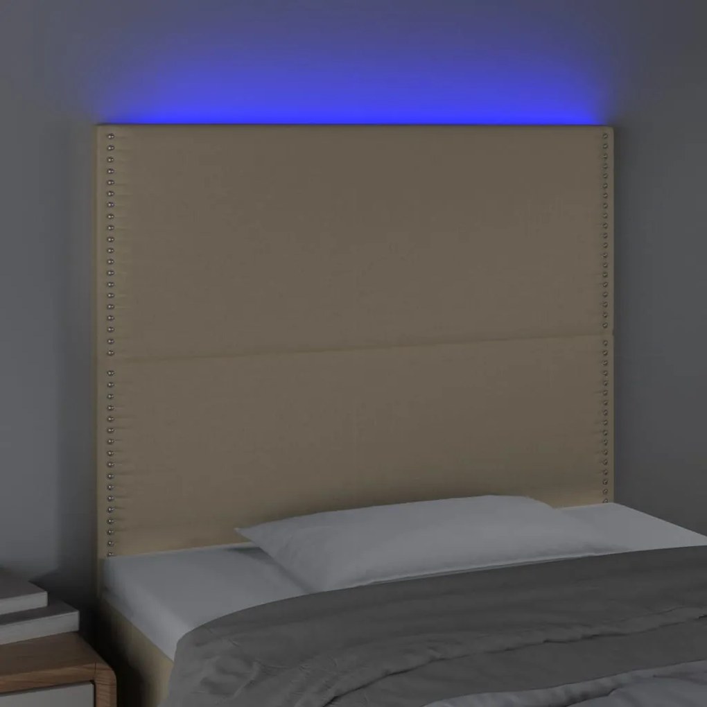 vidaXL Κεφαλάρι Κρεβατιού LED Κρεμ 100x5x118/128 εκ. Υφασμάτινο