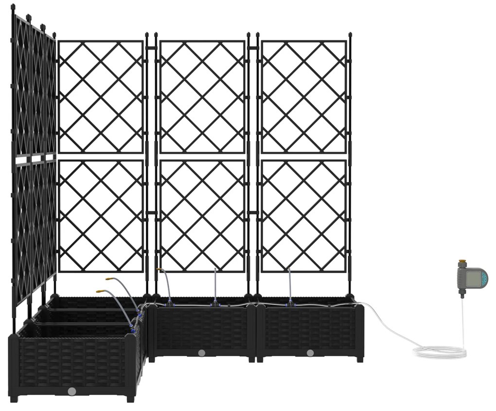 vidaXL Γλάστρες Κήπου 1 τεμ Καφασωτό Μαύρο 120 x 120 x 126 cm Πλαστικό
