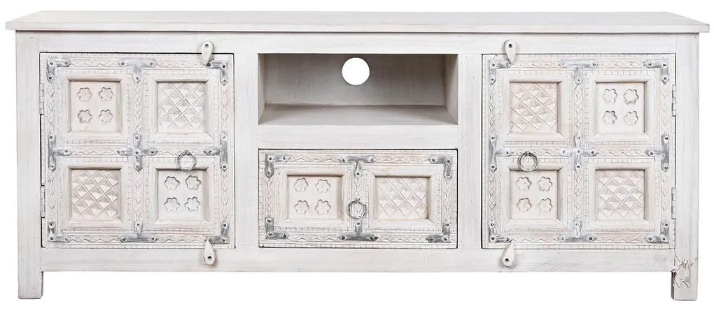 Τηλεόραση DKD Home Decor Λευκό Ξύλο Ξύλο από Μάνγκο 151 x 40 x 60 cm