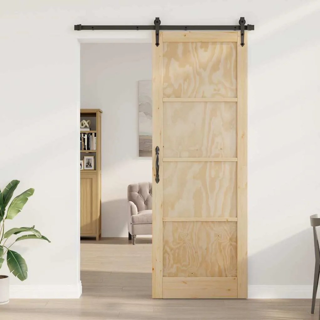 vidaXL Συρόμενη Πόρτα ORKDAL Καφέ 83 x 232 εκ. Μασίφ ξύλο πεύκου