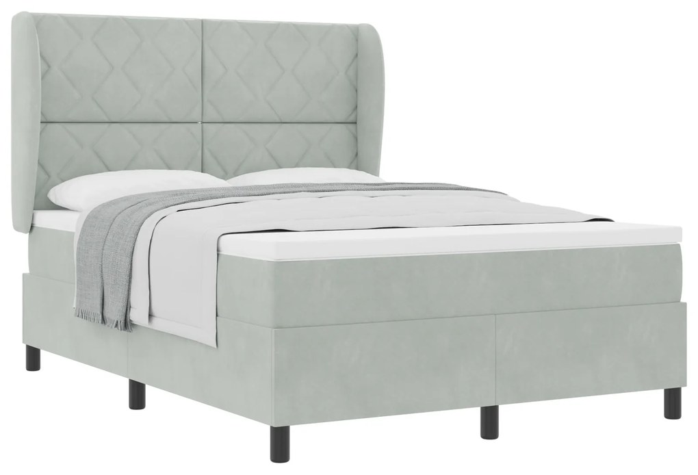 vidaXL Κρεβάτι με Στρώμα Light Grey 160x200 εκ. Βελούδο