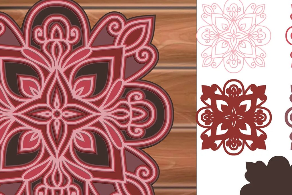 Intra απο ξύλο plywood 3mm-4mm πάχος 3D MultiLayer Mandala Cut File Δίασταση 30x30 cm INTRAFABR-14831905