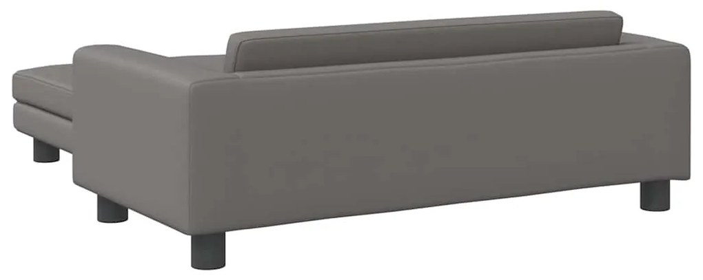 vidaXL Καναπές Παιδικός με Υποπόδιο Γκρι 100 x 50 x 30 εκ. Συνθ. Δέρμα