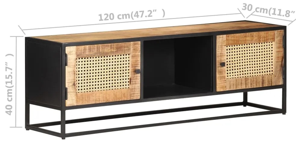 vidaXL Έπιπλο Τηλεόρασης 120x30x40 εκ. Ξύλο Μάνγκο/Φυσικό Ζαχαροκάλαμο
